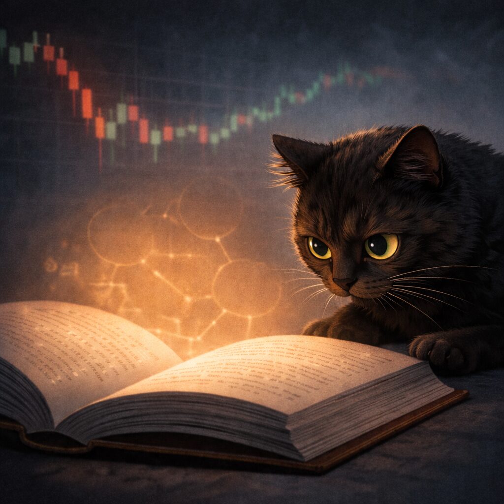 黒猫と輝く本