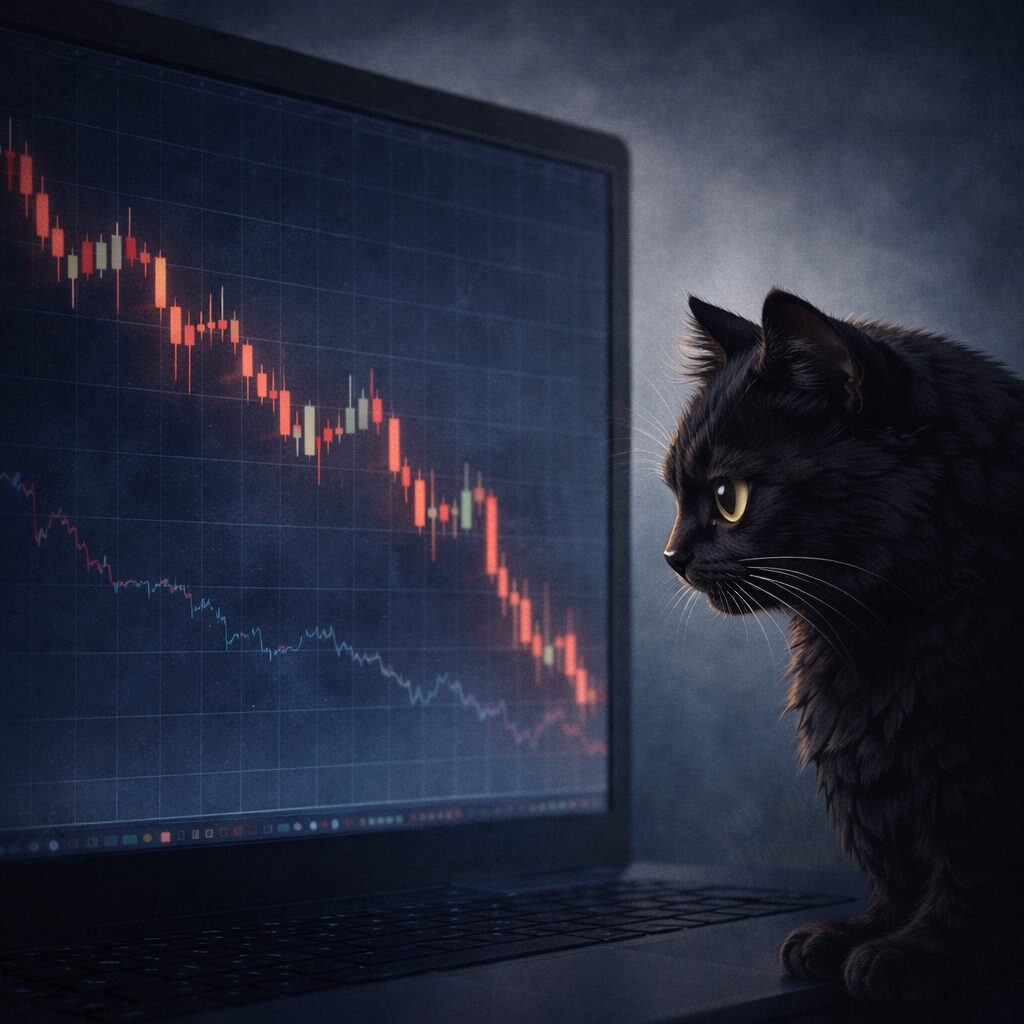 下落チャートと黒猫